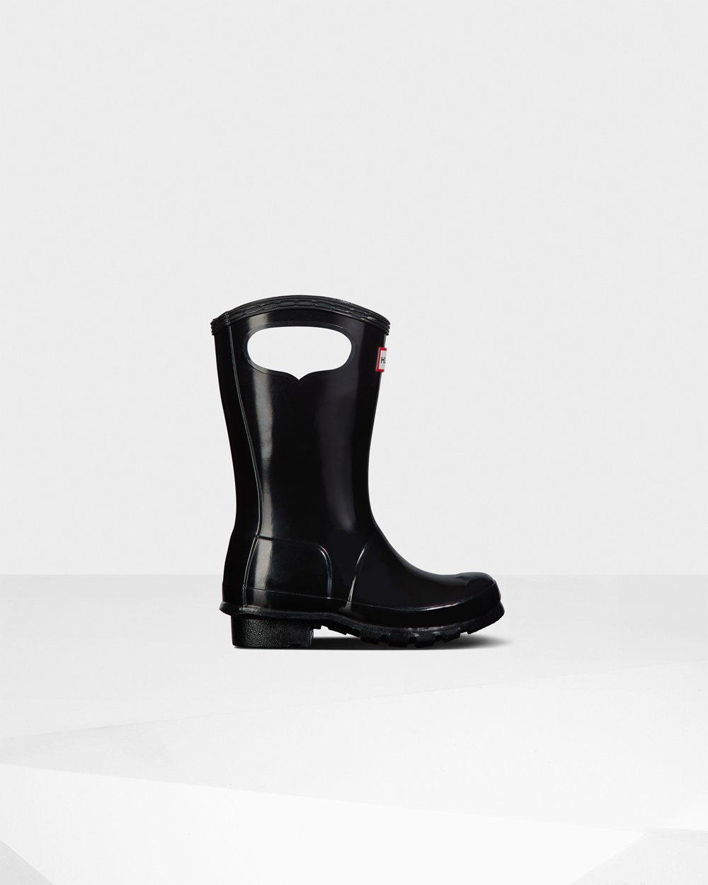 Bottes de Pluie Hunter Original Grands Grab Handle Gloss Enfant Noir LIQXAZO-91